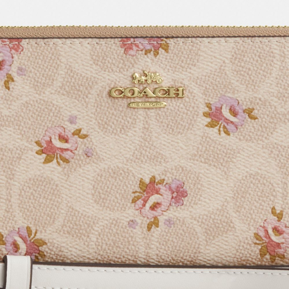 Long Zip Around Wallet In Signature Canvas With Floral Print