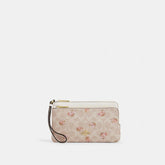 Double Zip Wallet With Signature Canvas With Floral Print