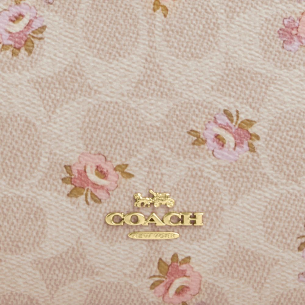 Double Zip Wallet With Signature Canvas With Floral Print