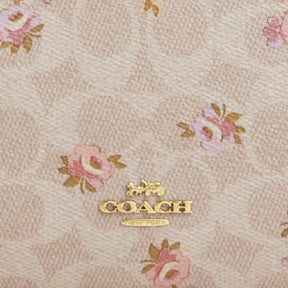Double Zip Wallet With Signature Canvas With Floral Print