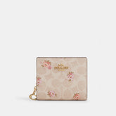Snap Wallet In Signature Canvas With Floral Print