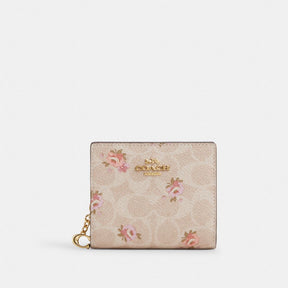 Snap Wallet In Signature Canvas With Floral Print