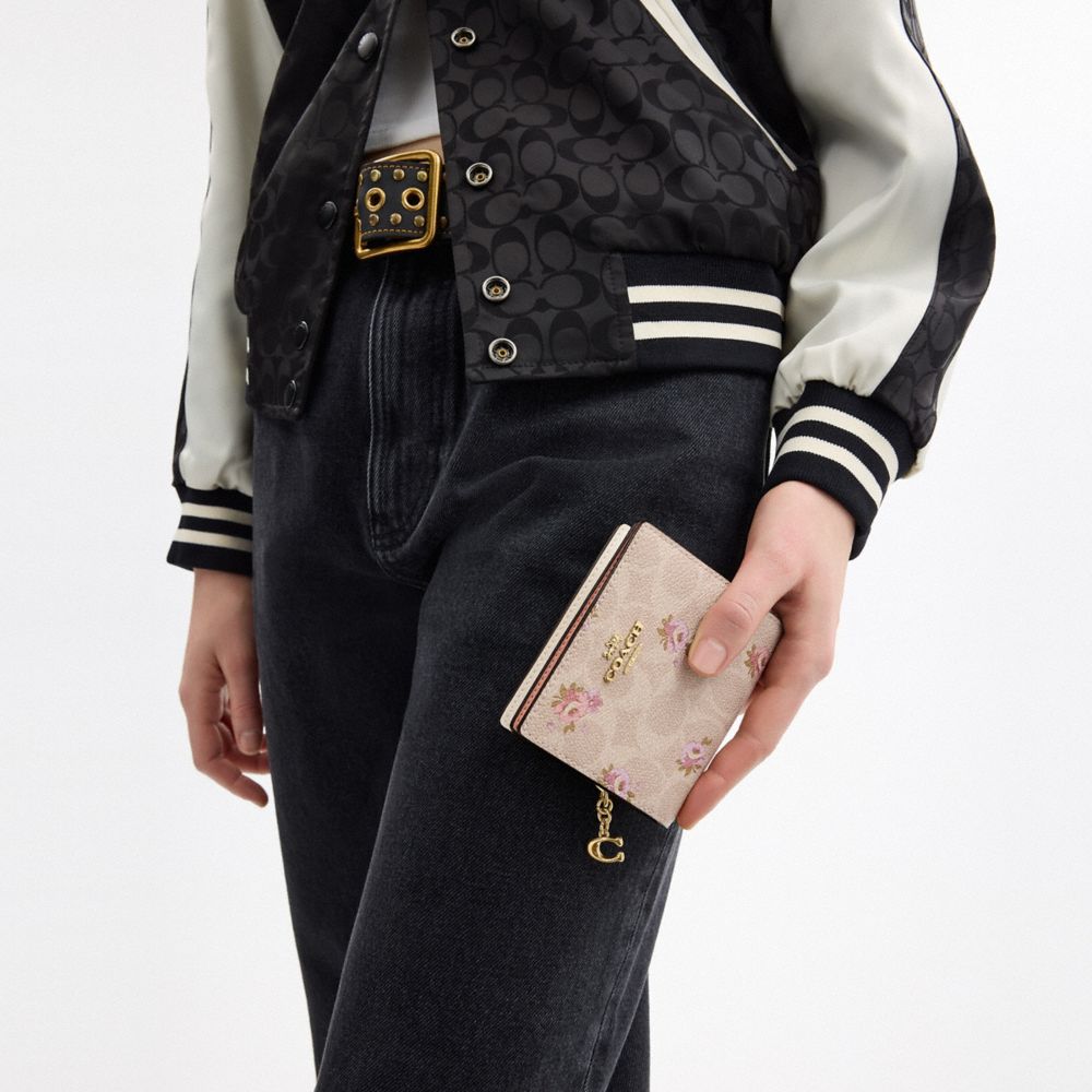 Snap Wallet In Signature Canvas With Floral Print