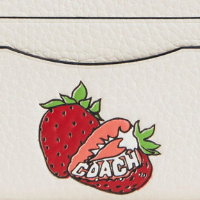Slim Id Card Case With Strawberry Graphic