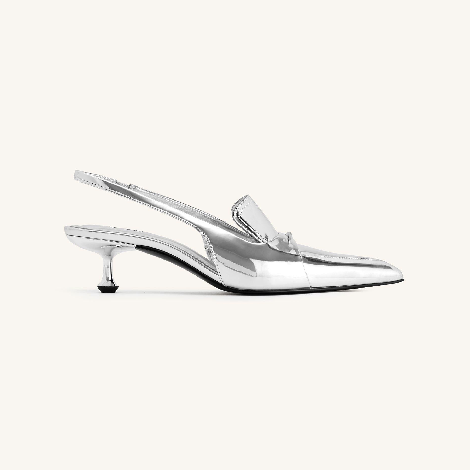 Carla Metallic Kitten Heel Pumps - Silver