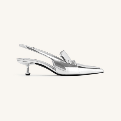 Carla Metallic Kitten Heel Pumps - Silver