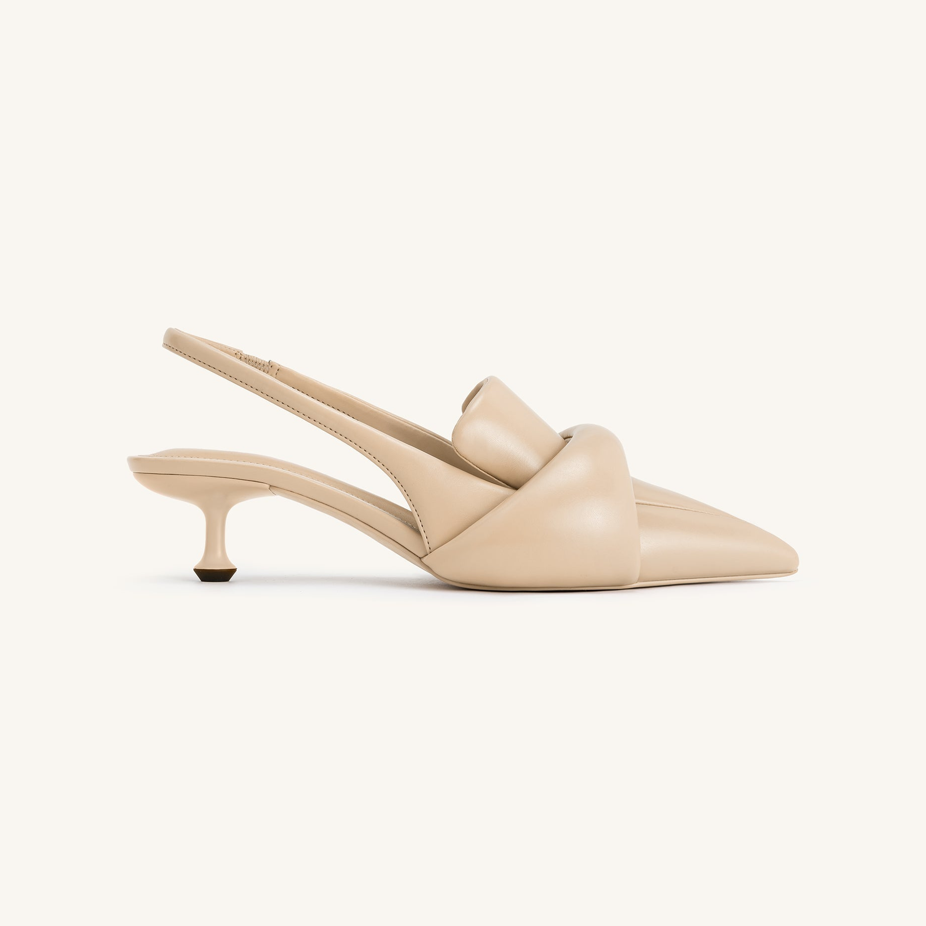 Carla Soft Padded Kitten Heel Pumps - Apricot