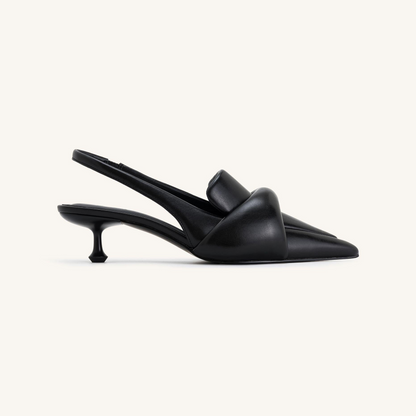 Carla Soft Padded Kitten Heel Pumps - Black
