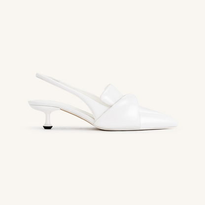 Carla Soft Padded Kitten Heel Pumps - White