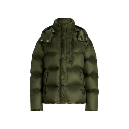 Carly Water-Repellent Quilted Duck Down Wind Resistant Detachable Hood Short Puffer Jacket