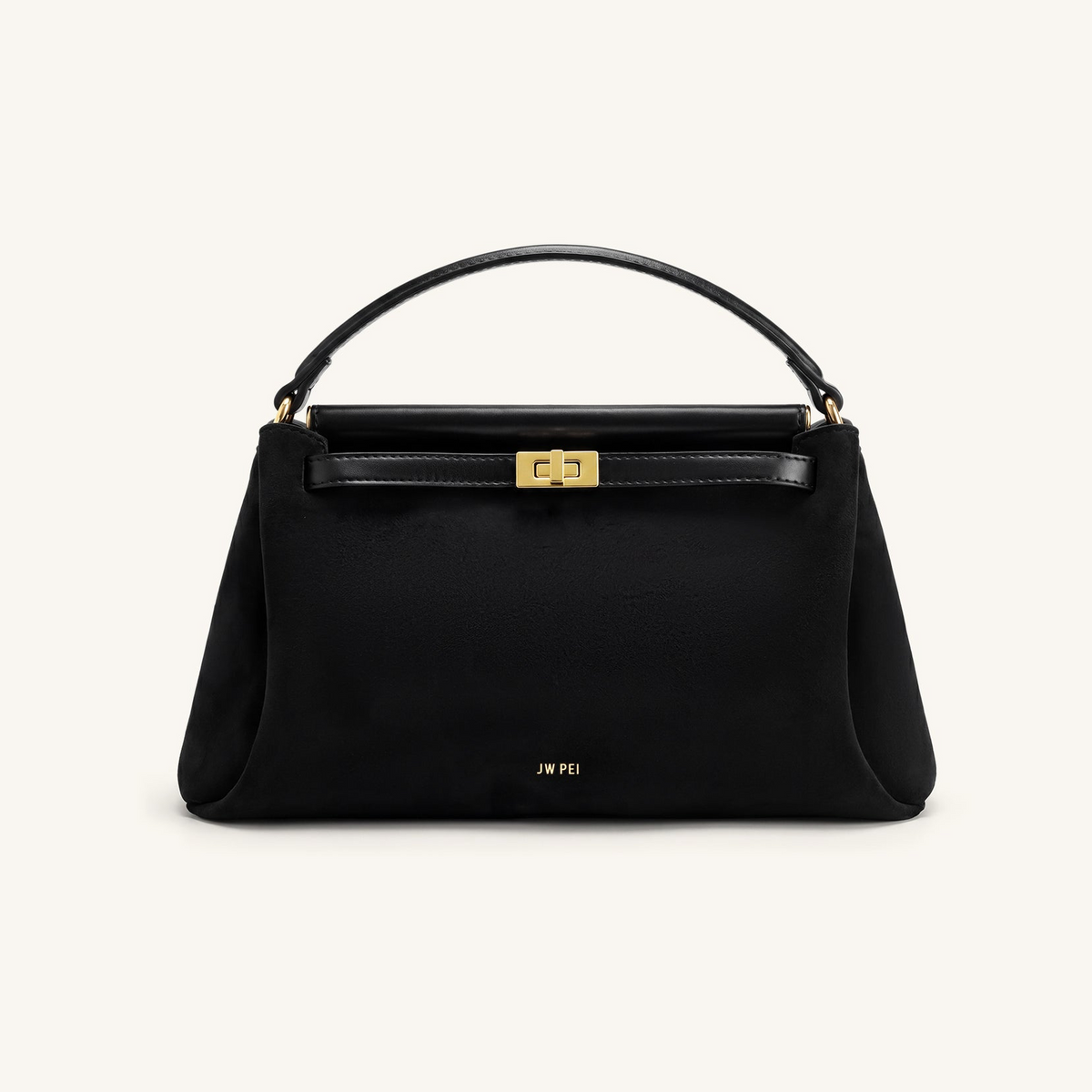Carmen Faux Suede Top Handle Bag - Black