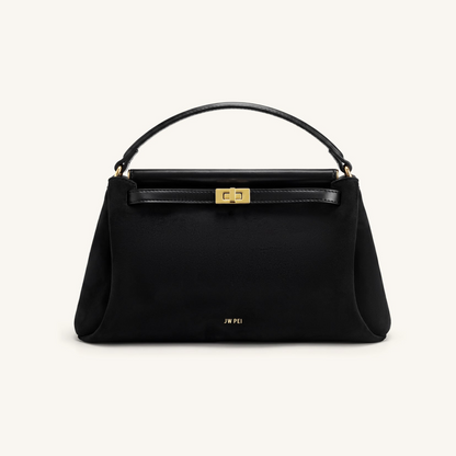 Carmen Faux Suede Top Handle Bag - Black