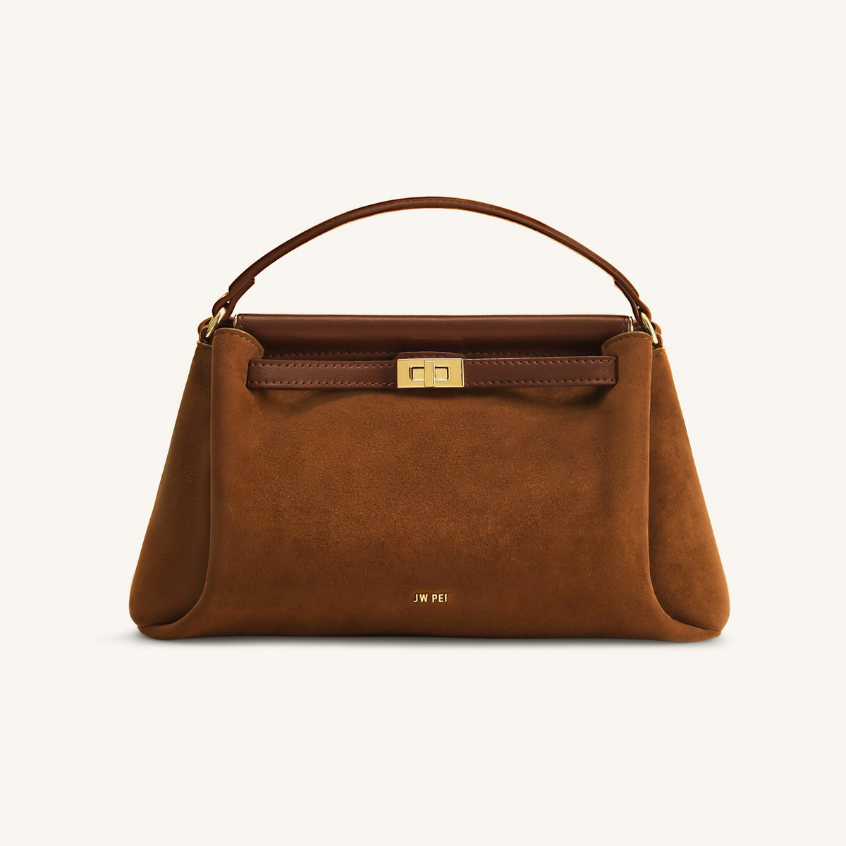 Carmen Faux Suede Top Handle Bag - Brown