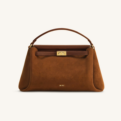 Carmen Faux Suede Top Handle Bag - Brown