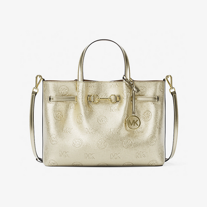 Carson Medium Metallic Logo Debossed Satchel