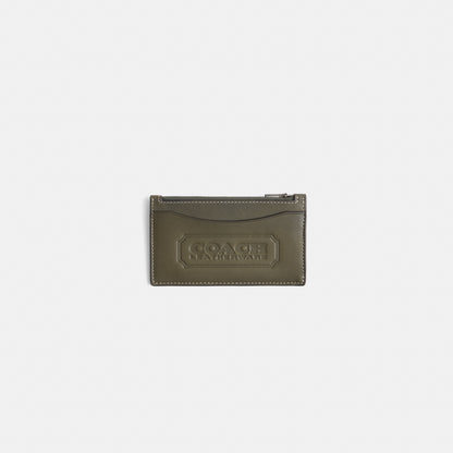 Restored Zip Card Case With Coach Badge
