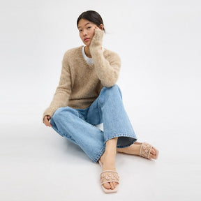 Flat Sandal With Tea Rose