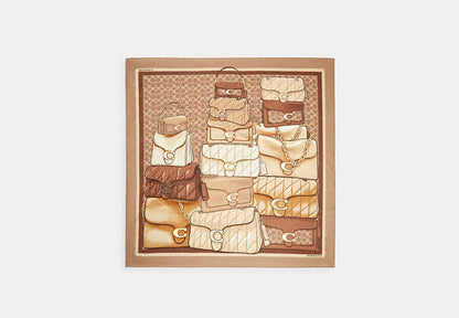 Stacked Tabby Bags Print Silk Square Scarf