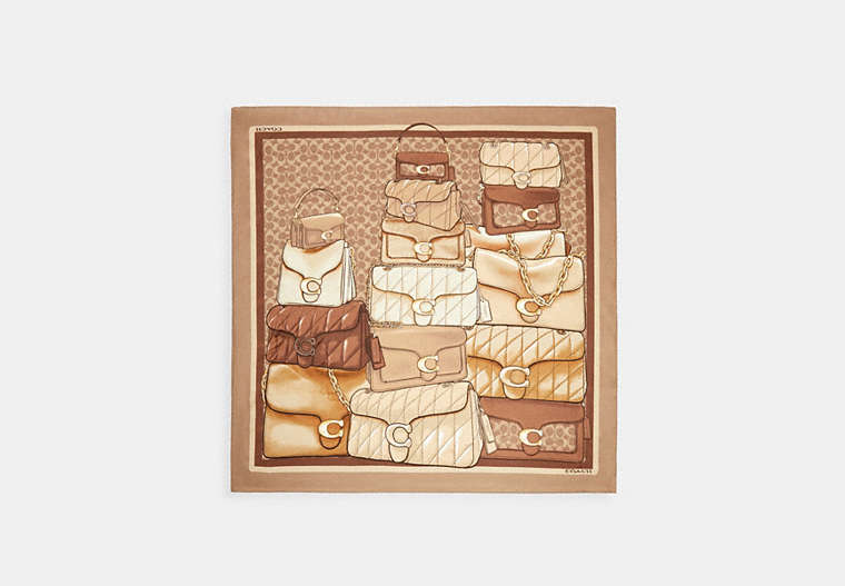 Stacked Tabby Bags Print Silk Square Scarf