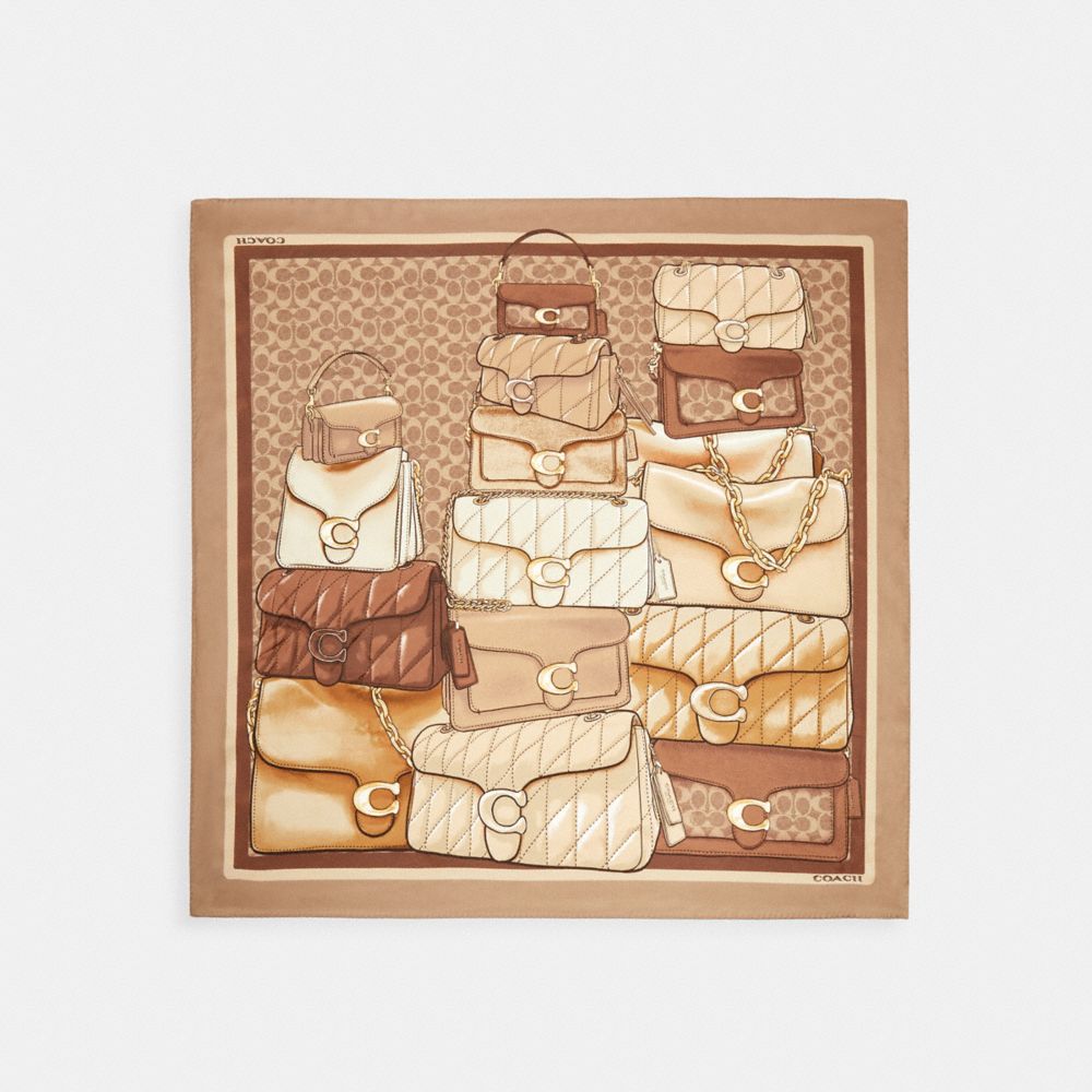 Iconic Motifs Print Silk Square Scarf