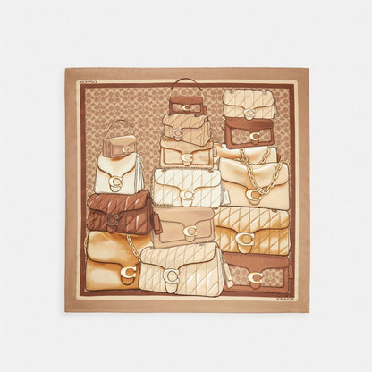 Iconic Motifs Print Silk Square Scarf