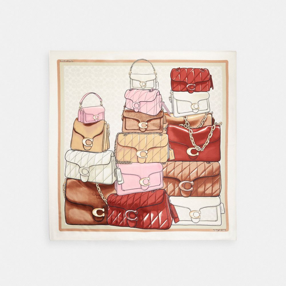Iconic Motifs Print Silk Square Scarf