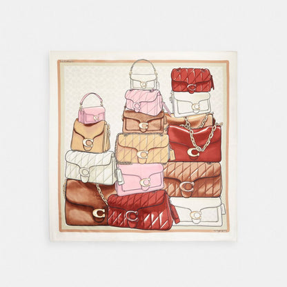 Iconic Motifs Print Silk Square Scarf