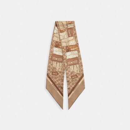 Stacked Tabby Bags Print Silk Skinny Scarf
