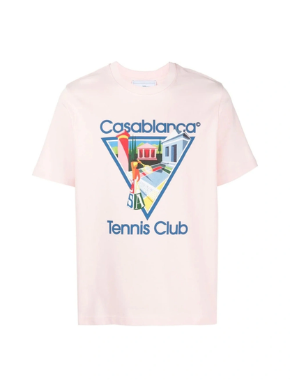 Casablanca Le Joueuse Tennis Club Design Pink T Shirt