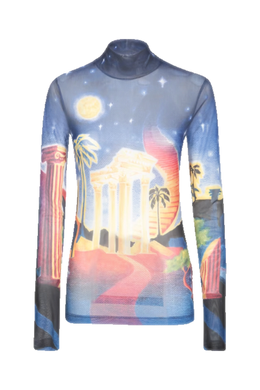 Casablanca Blue Knitwear with Multicolor Print
