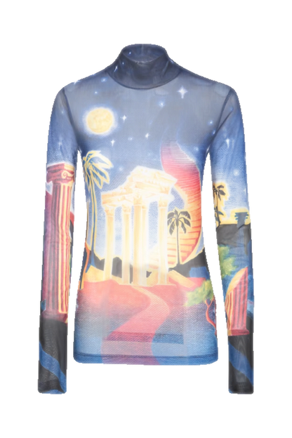Casablanca Blue Knitwear with Multicolor Print