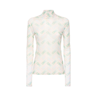 Casablanca Printed monogram stretch mesh l/s top