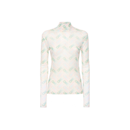 Casablanca Printed monogram stretch mesh l/s top