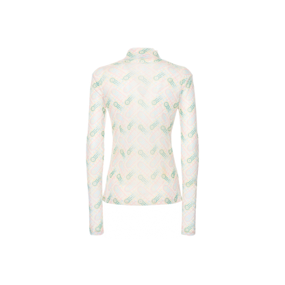 Casablanca Printed monogram stretch mesh l/s top