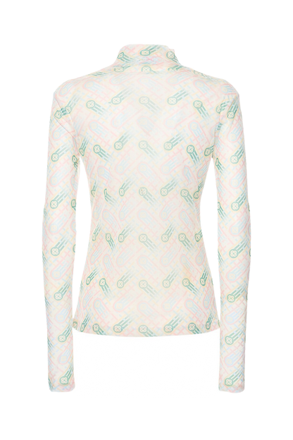 Casablanca Printed monogram stretch mesh l/s top