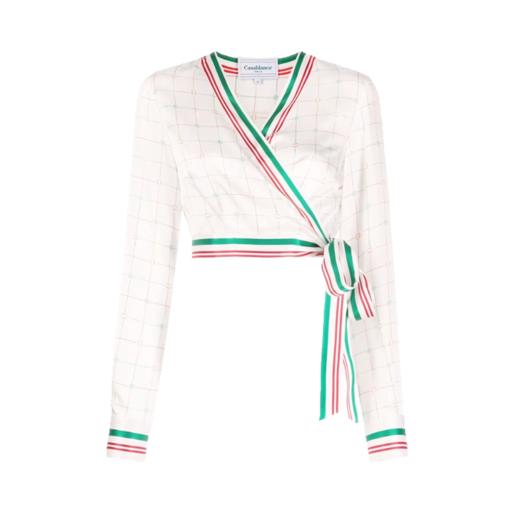 Casablanca Printed Wrap Crop Top