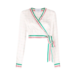 Casablanca Printed Wrap Crop Top