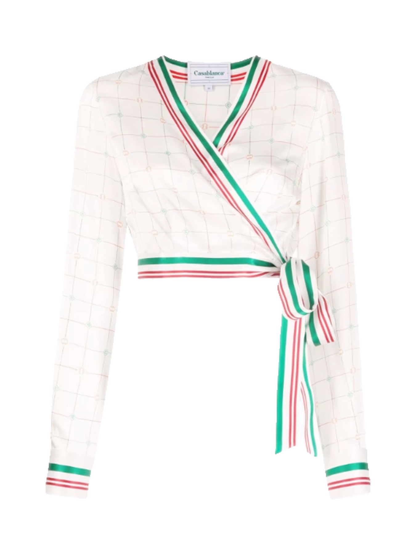 Casablanca Printed Wrap Crop Top