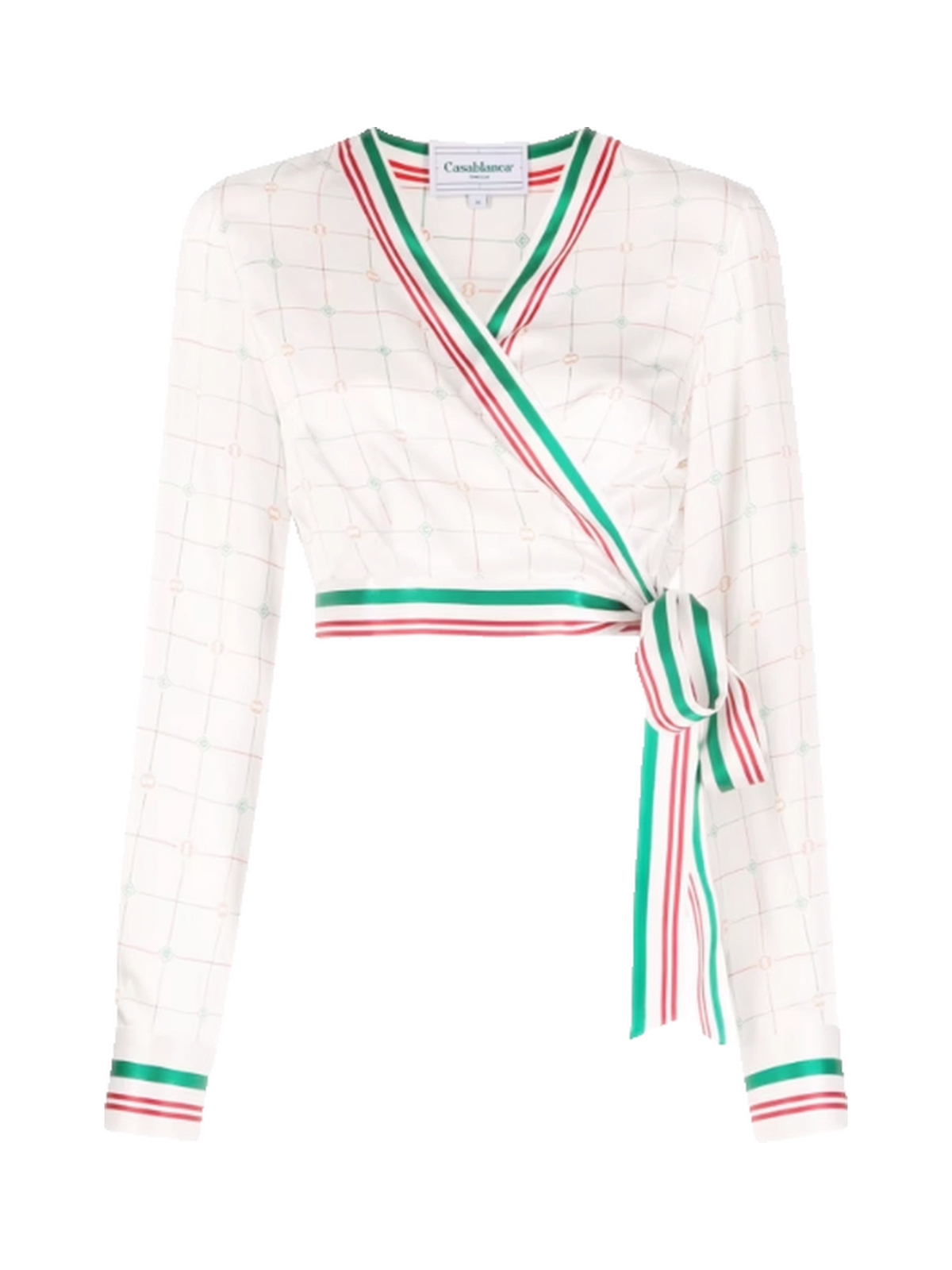 Casablanca Printed Wrap Crop Top