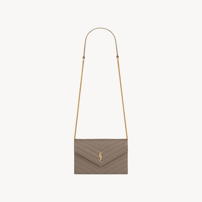 CASSANDRE Envelope Chain Wallet in Grain De Poudre leather