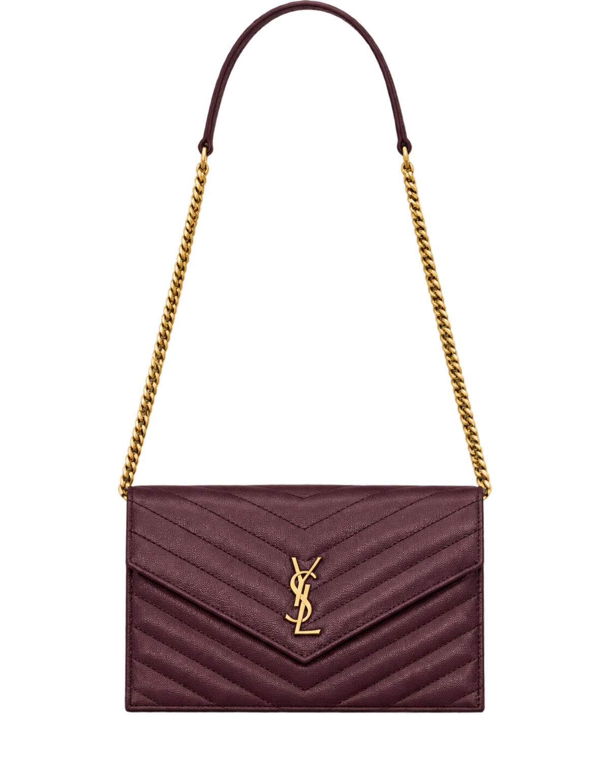 CASSANDRE envelope chain wallet in GRAIN DE POUDRE leather