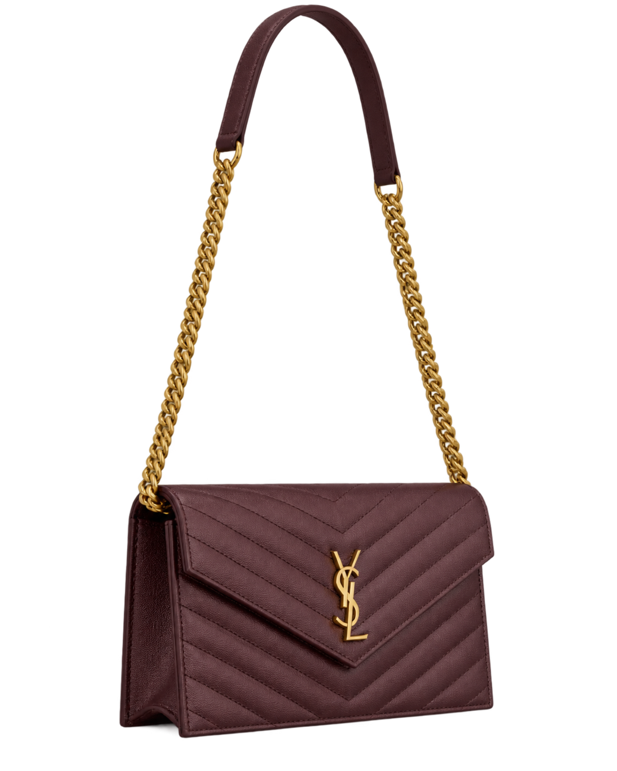 CASSANDRE envelope chain wallet in GRAIN DE POUDRE leather