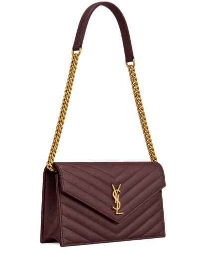 CASSANDRE envelope chain wallet in GRAIN DE POUDRE leather