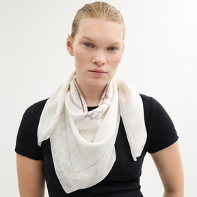 Textured Signature Print Silk Square Scarf