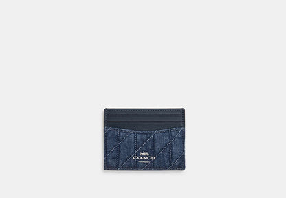 Slim Id Card Case In Regenerative Cotton With Quilting