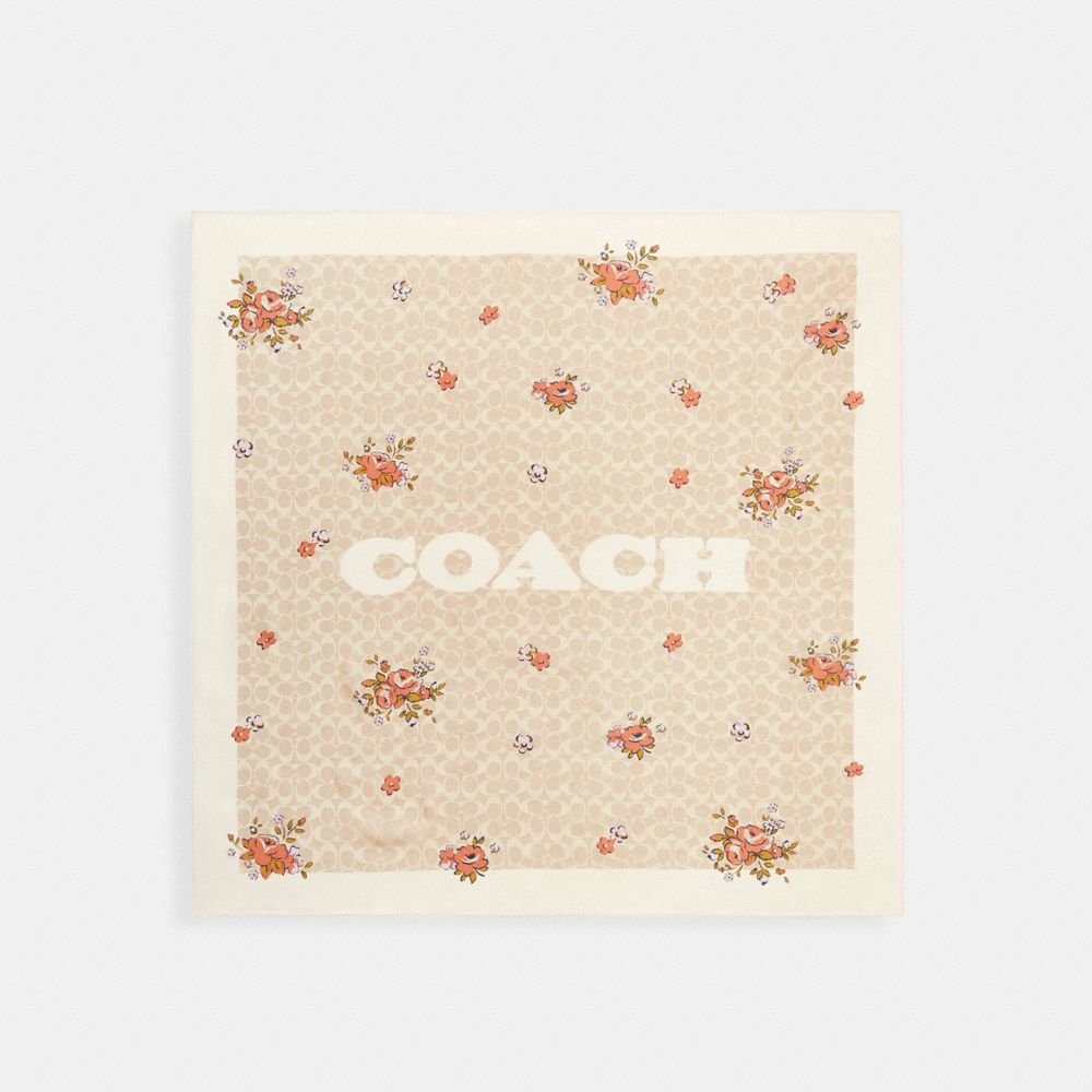 Iconic Motifs Print Silk Square Scarf