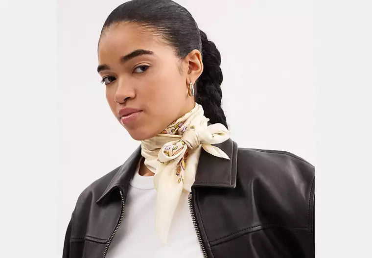 Signature Doodle Heart Print Silk Square Scarf