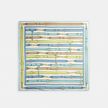 Iconic Motifs Print Silk Square Scarf