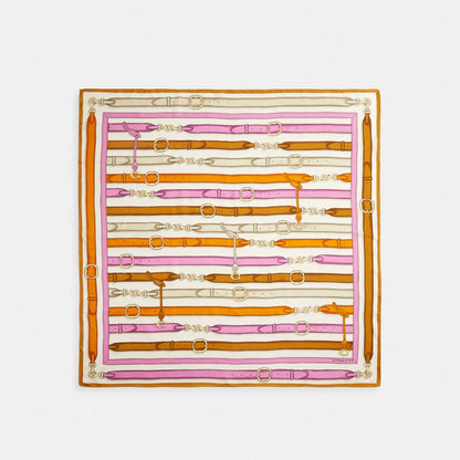 Iconic Motifs Print Silk Square Scarf