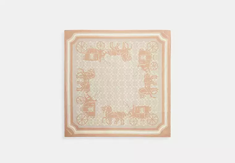 Horse And Carriage Bag Strap Print Silk Square Scarf
